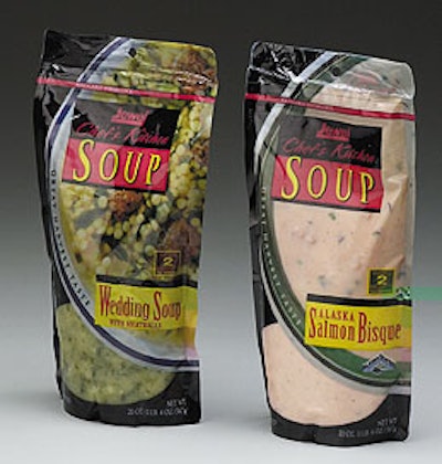 A stand-up pouch for refrigerated soup and a high-barrier material used primarily in industrial applications were named Highest