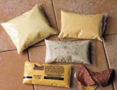 Capability of low-acid aseptic dual-head poucher (far left) includes viscous products for a range of sizes (left), with a focus