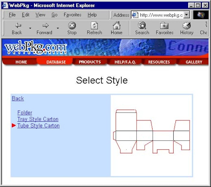 WebPkg.com site users can point and click their way through designing genuine CAD documents for packaging, without having to lea