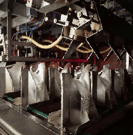 Trebla?s 2-L stand-up pouches are filled through their pour spouts at rates of 16/min, which is the total output of four filling