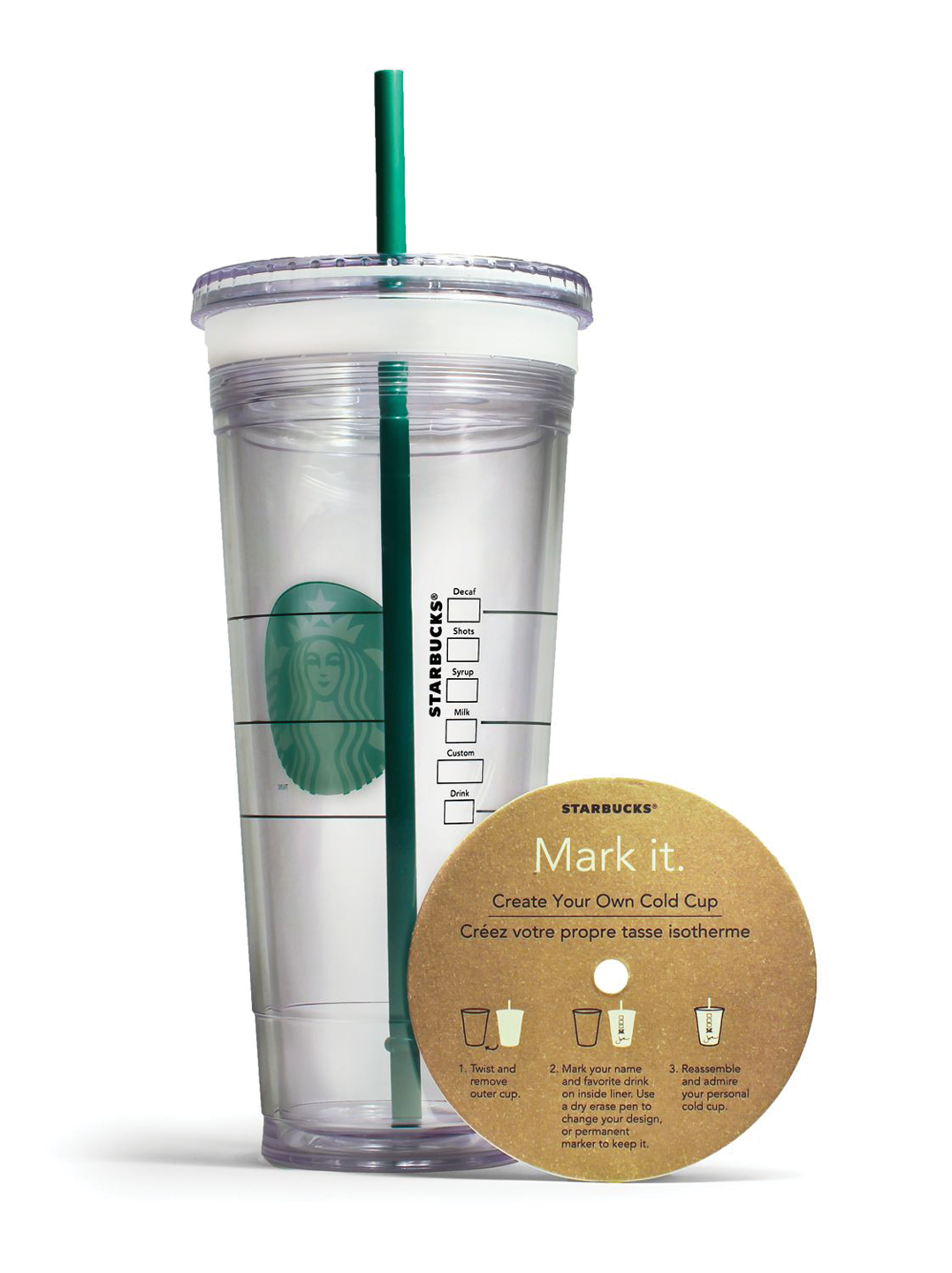 Starbucks&rsquo; MARK IT customizable cold cup tumbler.