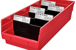 Akro Mils shelf bin with label