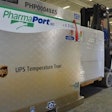 This photo shows a combination of a PharmaPort 360TM controlled temperature container and UPS Temperature True® services helped protect this vaccine shipment to Laos.