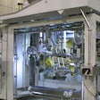Robotic BFW machine combines hygienic spout, FANUC robot, and a bottom-up filling system.