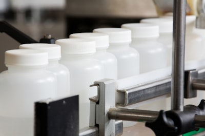 This photo shows plastic bottles used in a pharmaceutical application.