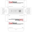 TRAXSECURE UNALTERED. The TraxSecur™ security feature is printed, without a requirement for any special inks, as a background that looks similar to those seen on security paper, except that it is created as a unique “instance” relating to a single time and place, which inextricably links an individual package to its unique corresponding track-and-trace information; this is Serialized Security™.