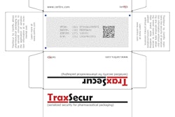 TRAXSECURE UNALTERED. The TraxSecur™ security feature is printed, without a requirement for any special inks, as a background that looks similar to those seen on security paper, except that it is created as a unique “instance” relating to a single time and place, which inextricably links an individual package to its unique corresponding track-and-trace information; this is Serialized Security™.