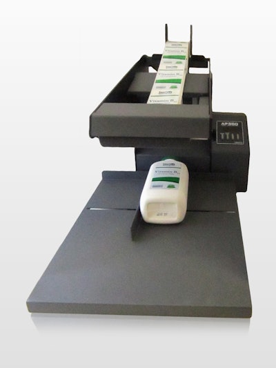 AP550 Flat-Surface Label Applicator applies labels to bottles, boxes, packages, bags and more.