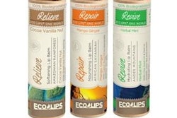 Eco Lips, an organic lip care company based in Cedar Rapids, IA, has introduced three new flavors of its ONE WORLD line packaged in tubes made from biodegradable, compostable paper.