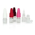 The unique shape and intermediate reservoir of this drop dispenser nozzle assures accuracy and flow control.