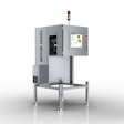 A full bottle inspection system inspects filled bottles for cap, band integrity, and fill level.
