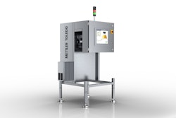 A full bottle inspection system inspects filled bottles for cap, band integrity, and fill level.