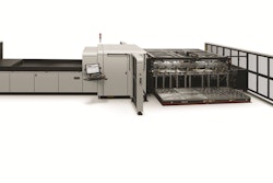 The HP Scitex 15000 corrugated press creates large-format displays for retail purchases.