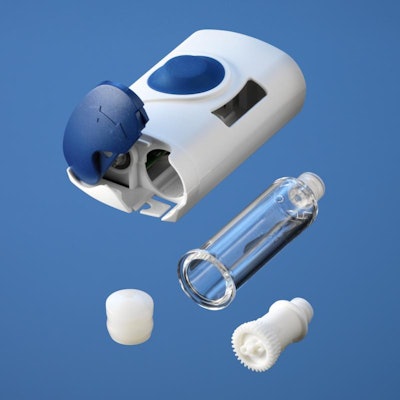 West Pharmaceutical Services, Inc.’s SmartDose electronic patch injector system technology includes a Daikyo Crystal Zenith® polymer cartridge, a plunger with Flurotec® barrier film, a telescoping plunger rod, and an electronic drive and control system. It has been designed and tested to ensure patient-friendly delivery of high volumes of medication over an extended period of time, and is currently available to support customer clinical studies.