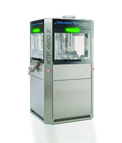 The freestanding KTP 420X compresses up to 360,000 tablets/hr.