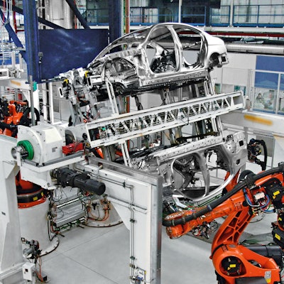 New articles and safety technology information added to updated factory automation resource kit. This is an image of automated robotic car assembly.
