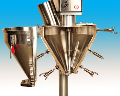 A split hopper is suitable for vf/f/s machines; the Revolution Series Auger is suitable for applications that require immediate filling.