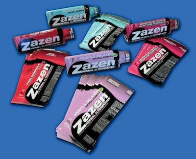 PVC shrink sleeve gives Zazen LLC’s pain-relief drinks the graphics pizzazz needed to compete in a crowded category.