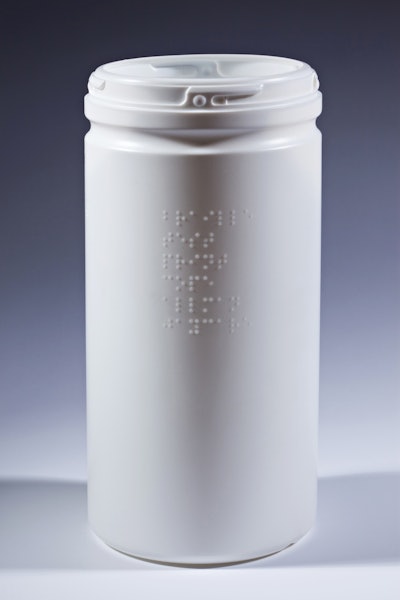 New braille printing is available for plastic pharmaceutical packaging.