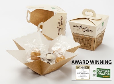 Award-winning paperboard carton is creased and cut by a digital system.