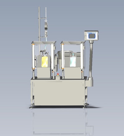 A new IV bag filling and closing system produces 1,600 bags/hr.