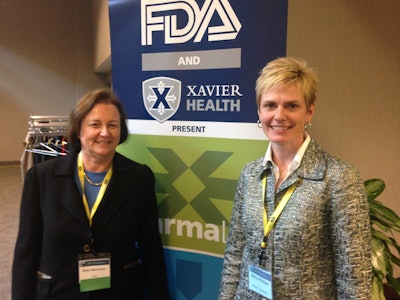PHARMALINK 2015. Ellen Morrison, Assistant Commissioner, FDA (left), and Marla Phillips, Director, Xavier Health, welcomed 185 attendees on the first day of the event.