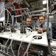 With the Bosch filling line, Boehringer Ingelheim can fill and close up to 400 containers/min, ranging from vials to single and double-chamber cartridges. Here, workers check the disposable tubes of the filling system.