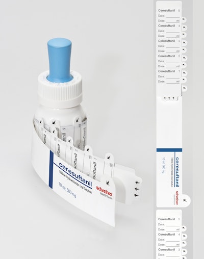 Pharma-Comb labels have detachable parts for easy documentation and tracking.