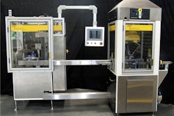 The MB 25 fills and caps micro vials and integrates with a robotic tray loader.