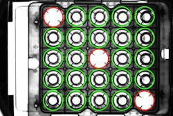 A vision targeting system senses missing components from nests of vials, syringes, and cartridges.