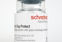 Originally designed for oncological products, label and two caps combination guards against glass breakage and contamination.