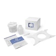 Each Cologuard kit contains a shipping box filled with a plastic sample container, plastic bracket, patient instruction guide, sample labels, a bottle of preservative liquid and a tube containing a buffered detergent solution with an antimicrobial agent.