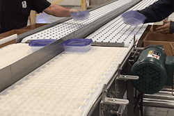 System includes a center rail for a hand-packing line; increases productivity and is well-suited for contract packaging applications.