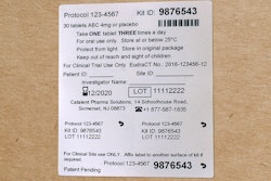 Peel-ID™ label for clinical supply labeling that helps to reduce the risk of patients receiving the incorrect medication at clinical sites.