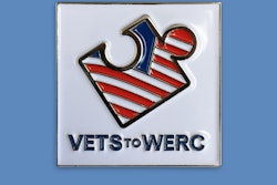 Attendees at a recent trade conference wore VETS to WERC lapel pins, created by Legacy Supply Chain Services, to symbolize the natural fit between military jobs and those in the supply chain and logistics industry.