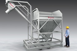 New extreme-duty Flexicon screw conveyor with purpose-built hopper transfers bulk material received from front-end loaders.