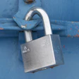 This photo shows a lock on a shipping truck