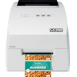 Affordable desktop label and tag printer operates at fast speeds and allows easy printing and cutting of short runs.