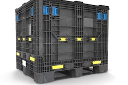 Collapsible plastic bulk container holds up to 900 kg for European shipments.