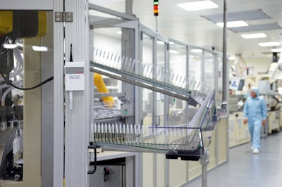 This photo shows a manufacturing cleanroom where 'warm times' can affect product quality.