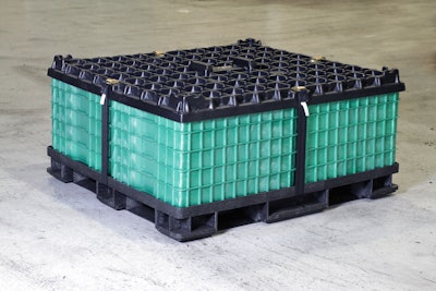 Reusable, retractable self-contained cargo restraints for material handling offer option to pallet wrapping or banding.