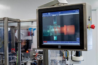 Using high-speed cameras and transferring data to a PC, inspection imagery of syringes and vials is displayed via custom HMI software developed by Particle Inspection Technologies.