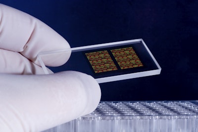 New research forecasts CAGR of 7.8% through 2021 as the healthcare industry looks to improve surface properties of medical devices. Used for illustrative purposes, this image shows a DNA microarray chip.