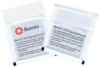 For the safe disposal of transdermal patches and inhalers, the pouch is designed to help prevent accidental exposure to highly toxic drugs.