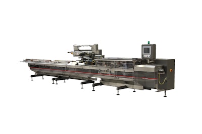 Newly developed machine addition is integrated into a complete primary and secondary packaging line that wraps, picks and places products into top load cartons.