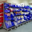 Midwestern medical system’s dolly from Akro-Mils eases logistics of moving supply racks within multiple departments; helps workers identify what is in the bin, scan a label or restock the bin.