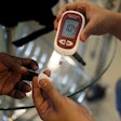 Blood Sugar Test at SS Diabetes care clinic / Photo: REUTERS/Beawiharta