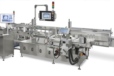 The high-speed, servo-driven in-line AUTOCOLT IV pressure-sensitive labeler includes new options, including an Oscillating Pressure Station, Vacuum Free Loop, a soft reject system for vials and color-coded change parts.