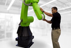 Robotic palletizer eliminates need for a safety fence, reduces labor costs, floorspace requirements, and injuries associated with heavy lifting and repetitive motion of manual palletizing.