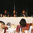 From left to right: Ravi Kiron, Ryan Mills, Renae Bentley-Gay, Malou Berdan, Irene Xie, Devendra Mishra (at the podium).